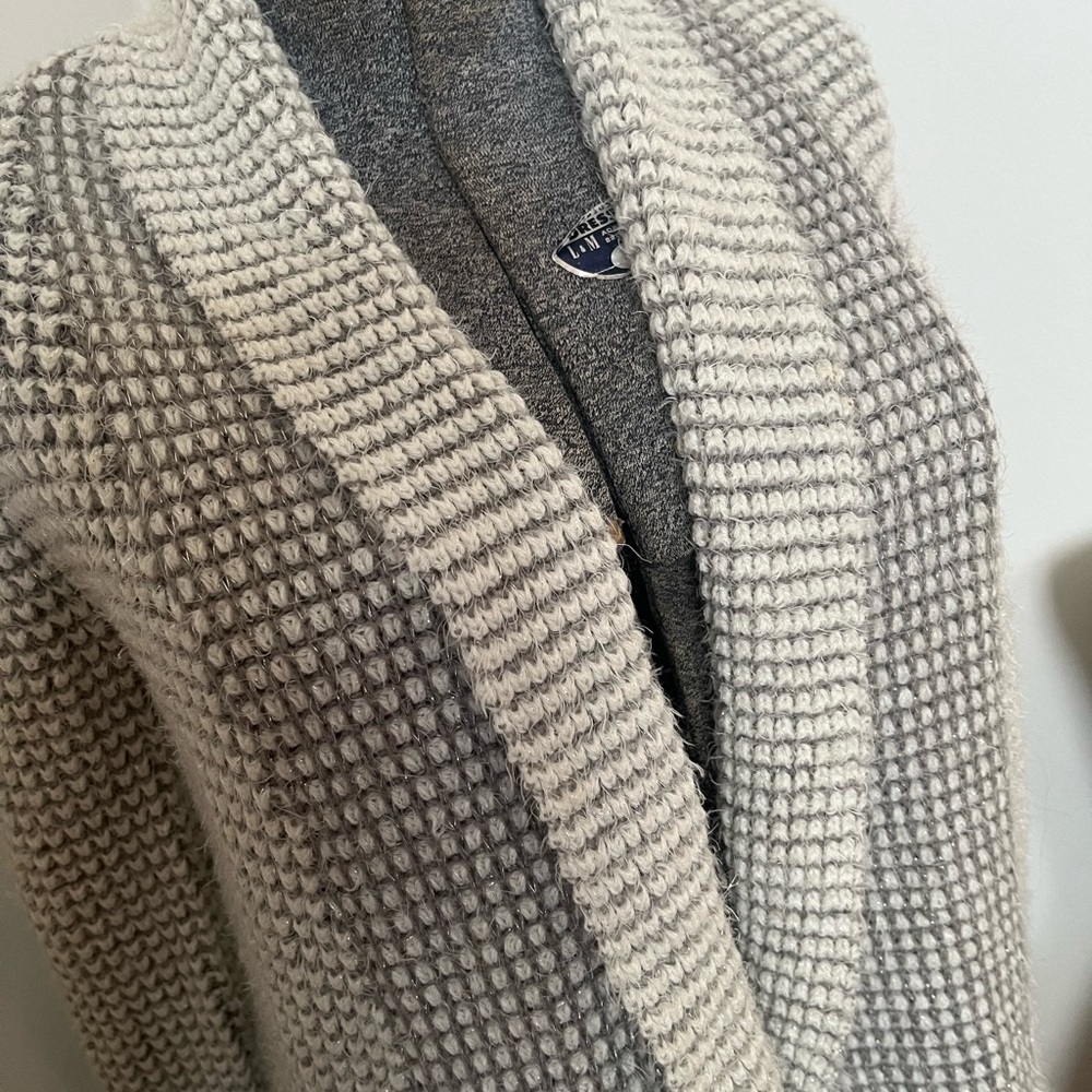 princess vera wang Chunky Knit Open Cardigan in Heather Gray - Picture 4 of 8